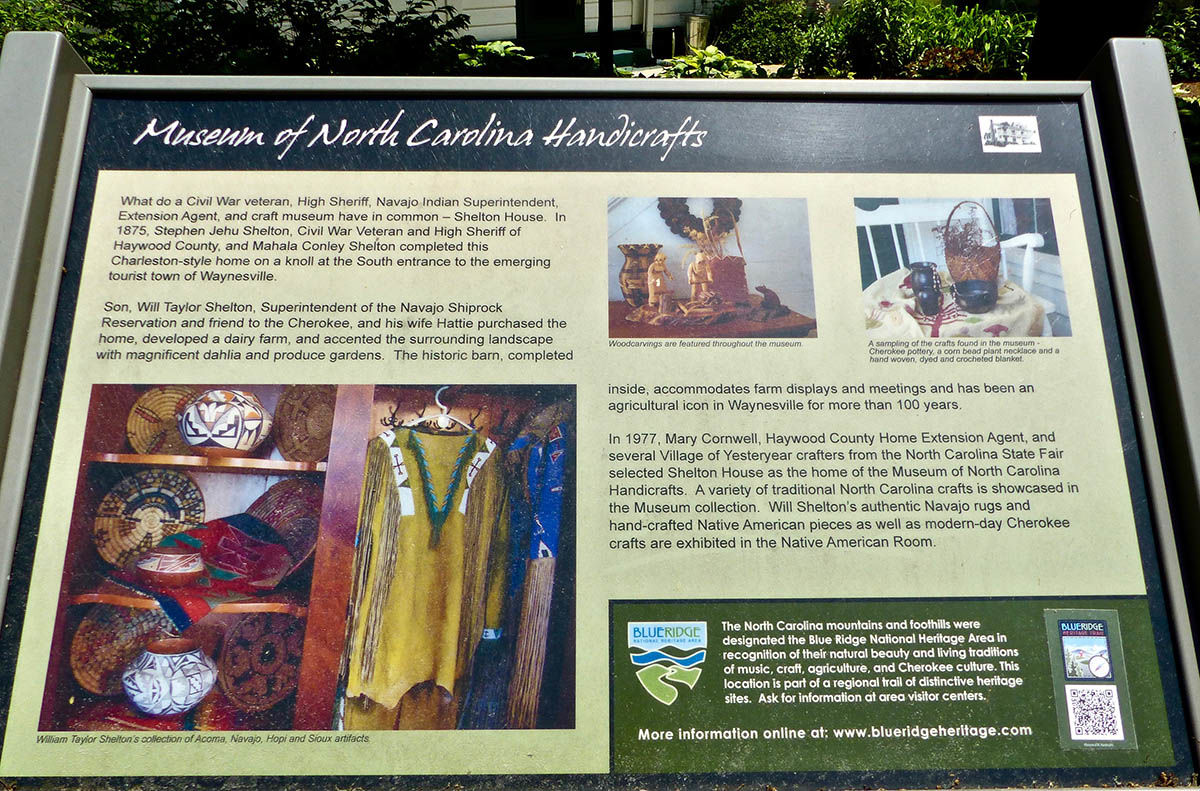 Shelton House Museum of NC Handicrafts interpretive sign
